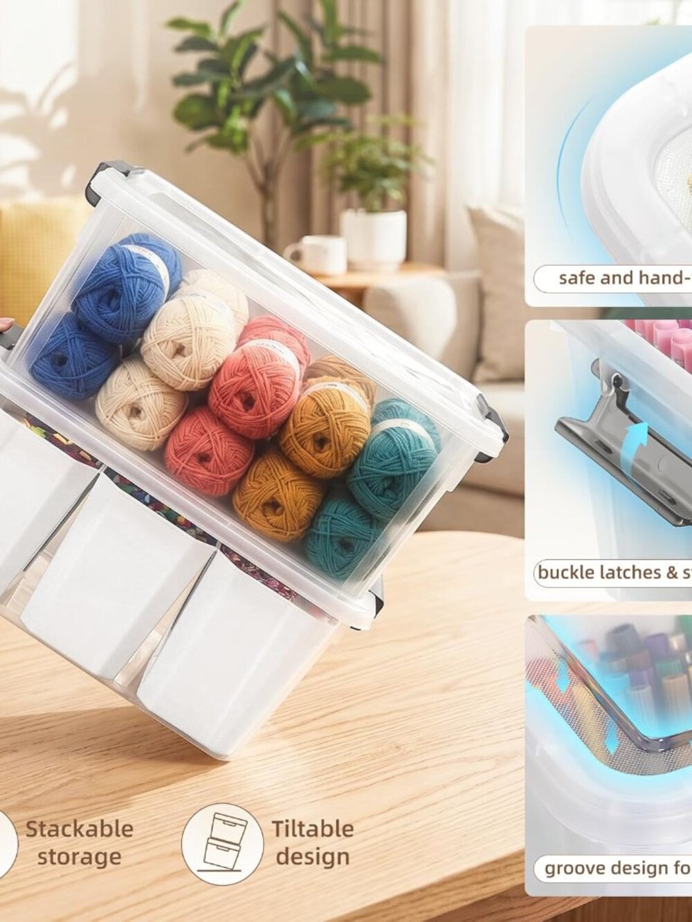 17 QT Plastic Storage Bins Clear Storage Box with Lids Multipurpose Stackable St - Picture 5 of 8